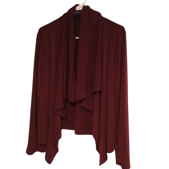 Simonton Says Sweaters - Simonton Says George Simonton Burgundy Waterfall Open Front Cardigan Medium